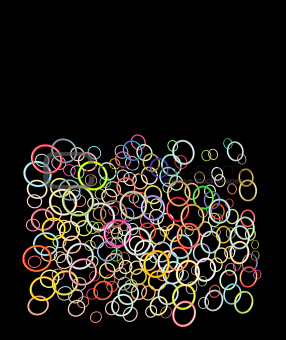 3d rainbow color floating glossy ring torus shape on black