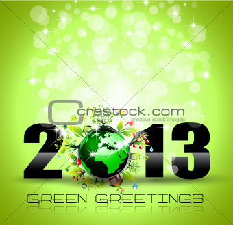 2013 Ecology Green Themed Greetings for New Year Posters
