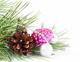 Christmas background with pink decoration
