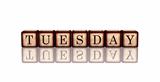 tuesday in 3d wooden cubes banner