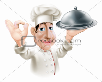 Cartoon chef with serving tray