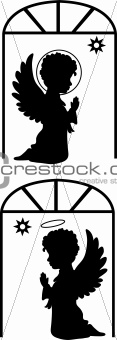 Cute angels silhouettes set