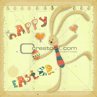 Retro Easter Card with Bunny