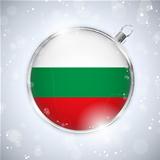 Merry Christmas Silver Ball with Flag Bulgaria