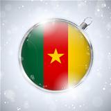 Merry Christmas Silver Ball with Flag Cameroon