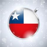 Merry Christmas Silver Ball with Flag Chile