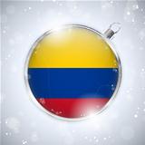 Merry Christmas Silver Ball with Flag Colombia