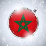 Merry Christmas Silver Ball with Flag Morocco