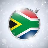 Merry Christmas Silver Ball with Flag South Africa