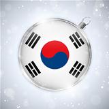 Merry Christmas Silver Ball with Flag South Korea