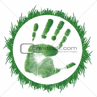 grass and handprint