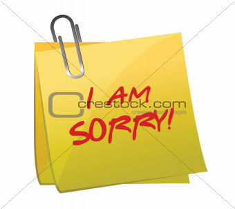 I am sorry message on a post it
