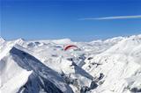 Sky gliding in Caucasus Mountains