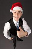 Young man with santa hat