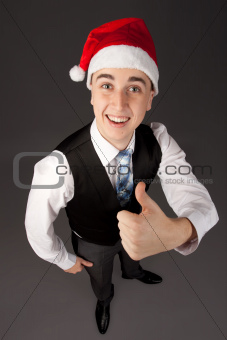 Young man with santa hat