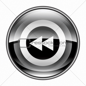 Rewind Back icon black, isolated on white background.