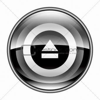 Eject icon black, isolated on white background.