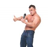 Man with a Microphone shows Thumb-up