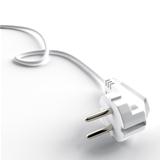 light cable and electric plug on a white background
