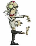 Green cartoon businessman zombie.