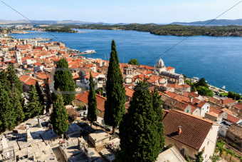 Panoramic View on Saint James Cathedral and City of Sibenik, Cro