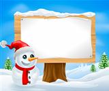 Cute Christmas Snowman and Sign