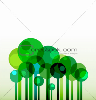 background with green stylised trees