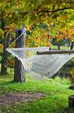 A hammock near the pond in autumn Park 