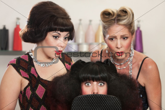 Shocked Lady in Hair Salon