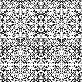 Vector seamless lace pattern. Black on a white background