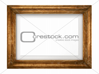 Vintage Wooden Image Frame Isolated on White.
