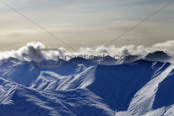Snow mountains in evening