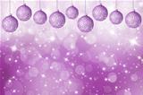 card with Christmas balls. bokeh background