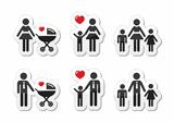 Single parent sign - family icons as labels