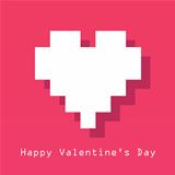 Valentines Day card with pixelated heart