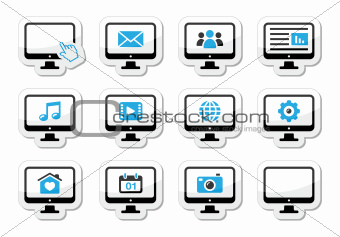 Computer screen icons set as labels
