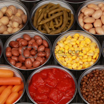 Collection of canned vegetables