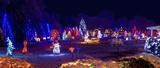 Village in christmas lights, panoramic view