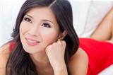 Beautiful Asian Chinese Woman Girl in Red Dress