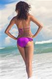 Sexy Bikini Woman Girl Standing Sea Surf Beach