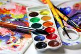 Art palette and watercolors