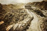 Great wall of China vintage retro view