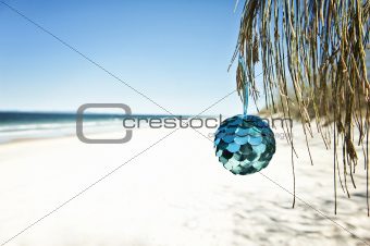 shiny xmas ball at beach
