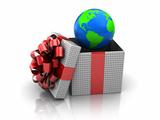 gift with earth globe