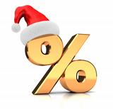 Symbol of percent with santa hat