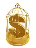 golden birdcage and dollar symbol