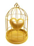 golden birdcage and heart