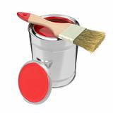 Colorful Paint Can with Paintbrush.