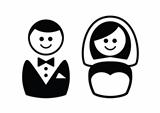 Married couple icons - groom and bride