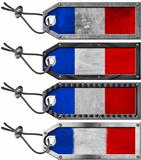 France Flags Set of Grunge Metal Tags